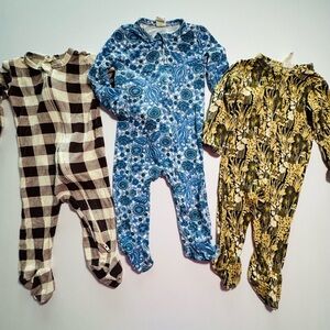 Kate Quinn Lot 3 Footie Pajamas Girl Prints Size 0-3